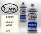 Preview: Subaru, Glacier White, 230: 400ml Sprühdose + 400ml Klarlack - Set, von ATW Autoteile West.